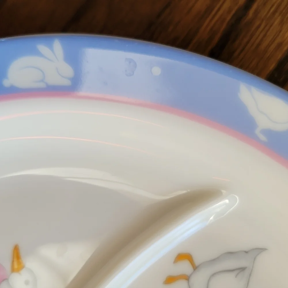 Gorham Baby Plate Toddler Divided Dish China Blue & Pink Gordon Fraser Vintage